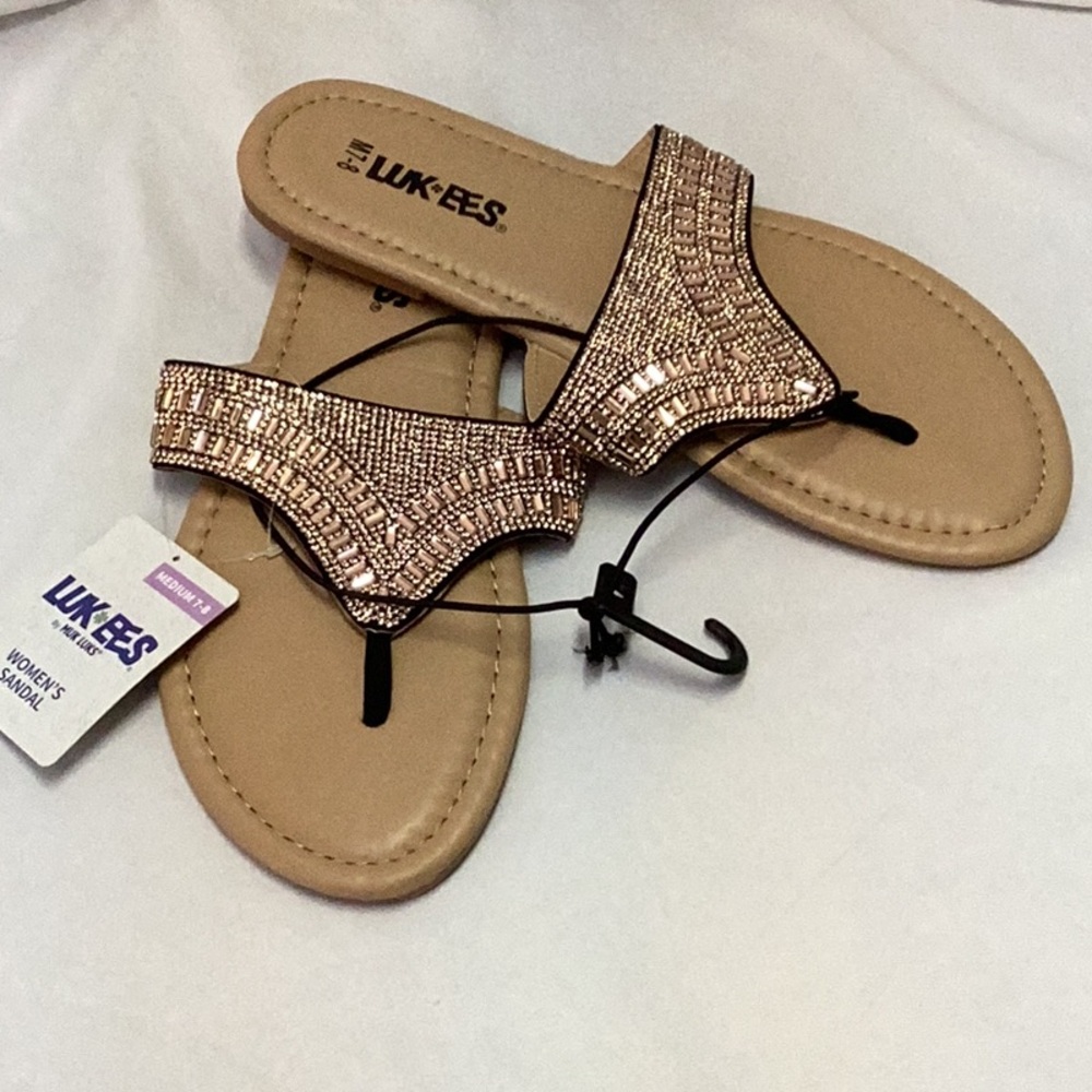 MUK LUKS - Linda Rhinestone flat slides - pink - size M (7-8) - new